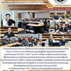 นายแพทย์สาธารณสุขจังหวัดสุพรรณบุรี พร้อมด้วยคณะผู้บริหารและคณะทำงานจากสำนักงานสาธารณสุขจังหวัดสุพรรณบุรี ร่วมการประชุมทางไกล กรณีสถานการณ์การสู้รบในภูมิภาคตะวันออกกลาง (ผ่านระบบออนไลน์) ณ สำนักงานสาธารณสุขจังหวัดสุพรรณบุรี